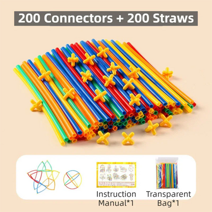 Soft Straw & Pipe Connector Building Blocks Toy - 400 Pcs Interlocking Construction Set, Educational Puzzle Toy for Kindergarten - Mekamart Australia