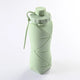 Green Portable Food Grade Silicone Collapsible Sports Water Bottle 600ML - Folding down 80% , Low High Temperature Resistant - Mekamart Australia