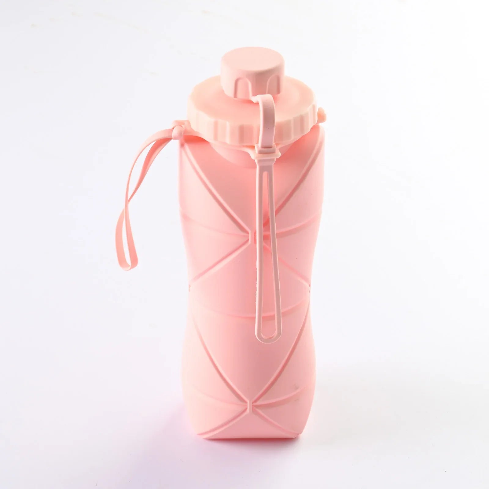 Pink Portable Food Grade Silicone Collapsible Sports Water Bottle 600ML - Folding down 80% , Low High Temperature Resistant - Mekamart Australia
