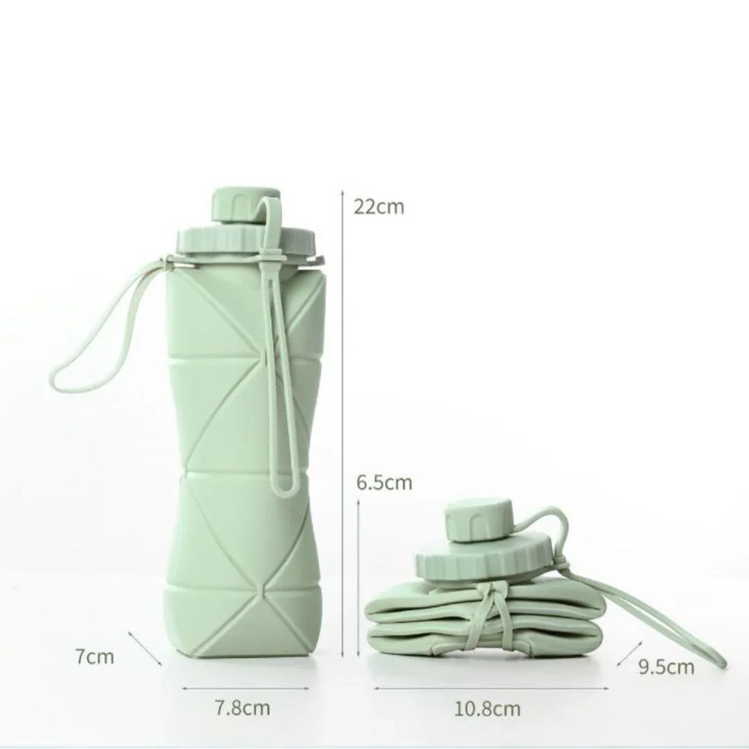 Blue Portable Food Grade Silicone Collapsible Sports Water Bottle 600ML - Folding down 80% , Low High Temperature Resistant - Mekamart Australia