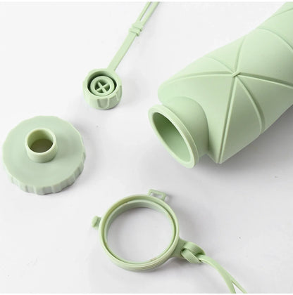 Blue Portable Food Grade Silicone Collapsible Sports Water Bottle 600ML - Folding down 80% , Low High Temperature Resistant - Mekamart Australia