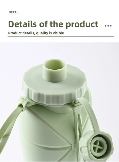 Blue Portable Food Grade Silicone Collapsible Sports Water Bottle 600ML - Folding down 80% , Low High Temperature Resistant - Mekamart Australia