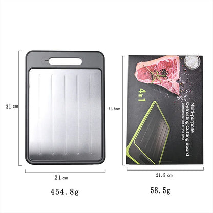 Grey Aluminum Fast Thawing Dual-Sided Cutting Board(31x21CM) - Multifunctional Kitchen Tool with Garlic Grinder and Knife Sharpener - Mekamart Australia