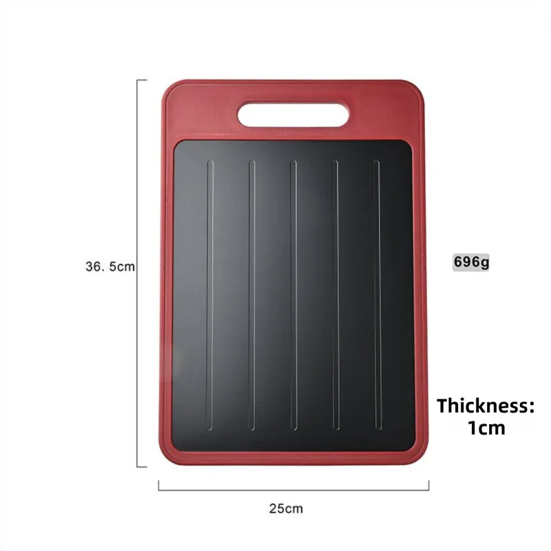 Red Aluminum Alloy Fast Thawing Dual-Sided Cutting Board(36.5x25CM) - Multifunctional Kitchen Tool with Garlic Grinder and Knife Sharpener - Mekamart Australia
