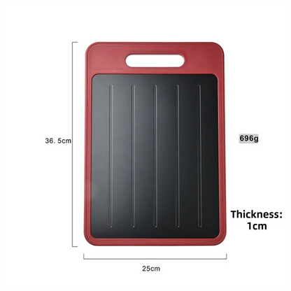 Red Aluminum Alloy Fast Thawing Dual-Sided Cutting Board(36.5x25CM) - Multifunctional Kitchen Tool with Garlic Grinder and Knife Sharpener - Mekamart Australia