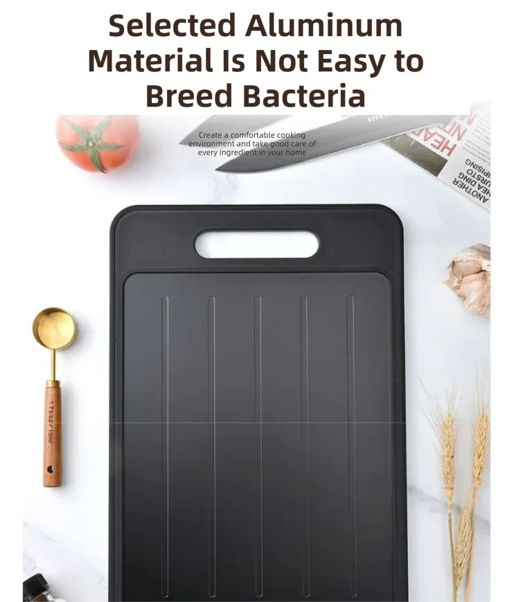 Red Aluminum Alloy Fast Thawing Dual-Sided Cutting Board(36.5x25CM) - Multifunctional Kitchen Tool with Garlic Grinder and Knife Sharpener - Mekamart Australia