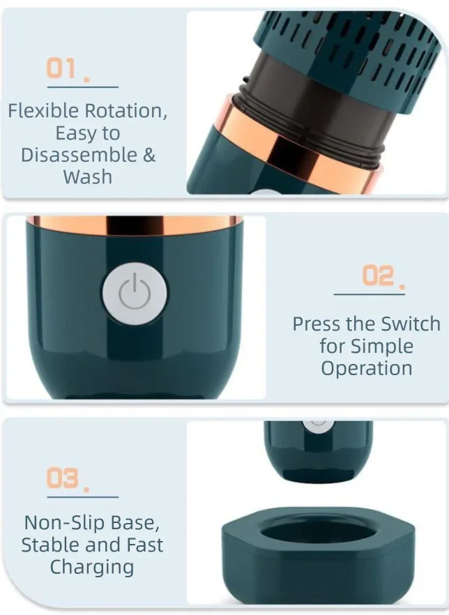 Green Wireless Capsule Fruit and Vegetable Purifier(16x5.4CM) - Portable Food Disinfection & Sterilization Cleaner, 99.9% Bacteria Removal - Mekamart Australia