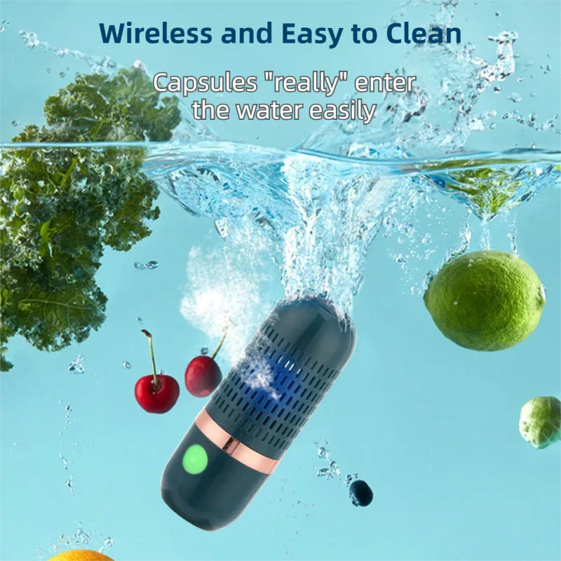 Yellow Wireless Capsule Fruit and Vegetable Purifier(16x5.4CM) - Portable Food Disinfection & Sterilization Cleaner, 99.9% Bacteria Removal - Mekamart Australia