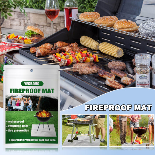 80x100 CM Outdoor Fire Pit Mat and Grill Pad - Up to 500°C Resistant Square Deck Protector for Barbecues, Fire Pits & Smokers