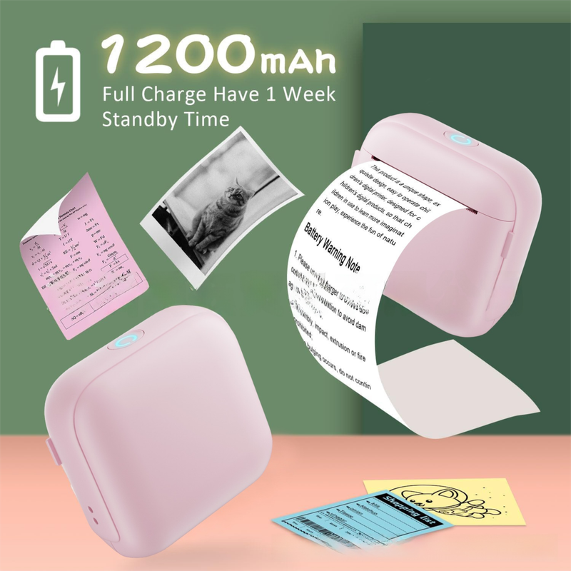 Purple X6 Mini Portable Bluetooth Instant Photo & Note Printer for Students - Deluxe 20-Piece Gift Set with 12 Paper Rolls, Color Pens & Storage Bag
