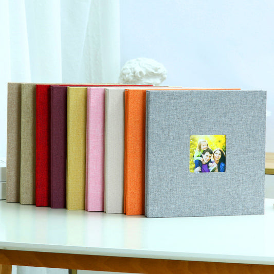 Grey Linen Self-Adhesive Photo Album DIY Scrapbook with Cover Window 11x10.6 Inch for Family Wedding Travel Memories Preservation Australian Home