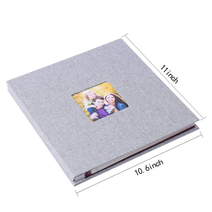 Brown Linen Self-Adhesive Photo Album DIY Scrapbook with Cover Window 11x10.6 Inch for Family Wedding Travel Memories Preservation Australian Home