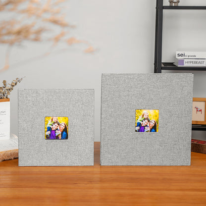 Dark purple Linen Self-Adhesive Photo Album DIY Scrapbook with Cover Window 11x10.6 Inch for Family Wedding Travel Memories Preservation Australian Home
