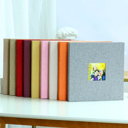 Orange Linen Self-Adhesive Photo Album DIY Scrapbook with Cover Window 11x10.6 Inch for Family Wedding Travel Memories Preservation Australian Home