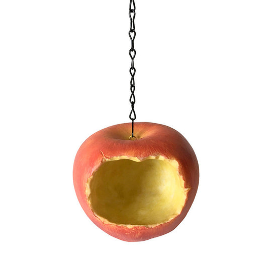 Realistic Apple Shaped Bird Feeder Creative Resin Hanging Ornament for Garden and Courtyard Weather Resistant Decor for Local Wild Bird Enthusiasts