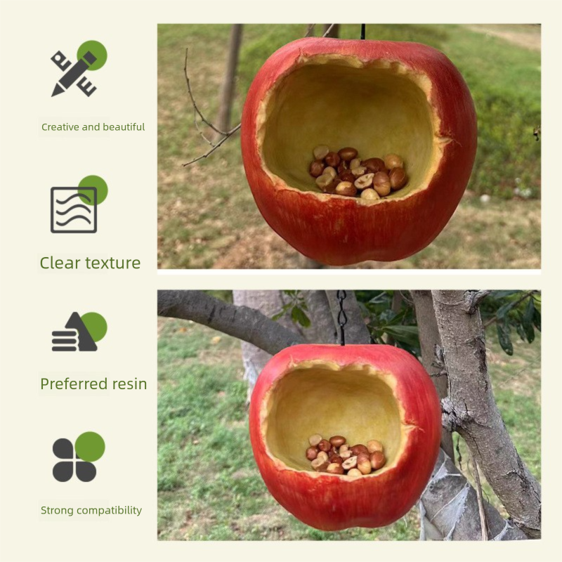 Realistic Apple Shaped Bird Feeder Creative Resin Hanging Ornament for Garden and Courtyard Weather Resistant Decor for Local Wild Bird Enthusiasts