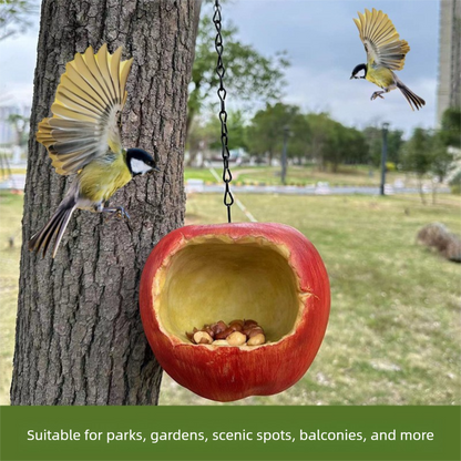 Realistic Apple Shaped Bird Feeder Creative Resin Hanging Ornament for Garden and Courtyard Weather Resistant Decor for Local Wild Bird Enthusiasts