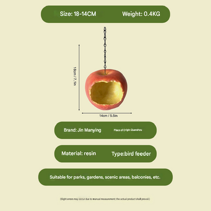 Realistic Apple Shaped Bird Feeder Creative Resin Hanging Ornament for Garden and Courtyard Weather Resistant Decor for Local Wild Bird Enthusiasts