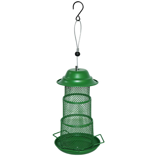 Circular Retractable Metal Hanging Bird Feeder 3-Tier Mesh Design Weatherproof Outdoor Wild Bird Feeding Station for Local Garden and Backyard Support
