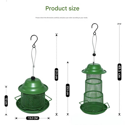 Circular Retractable Metal Hanging Bird Feeder 3-Tier Mesh Design Weatherproof Outdoor Wild Bird Feeding Station for Local Garden and Backyard Support