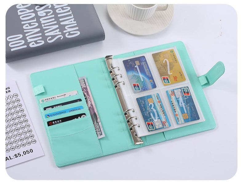 100 Envelope Savings Challenge Binder A5 Budget Planner Book PU Leather Cash Stuffing Money Organiser with Magnetic Closure & Tracker (Pink)