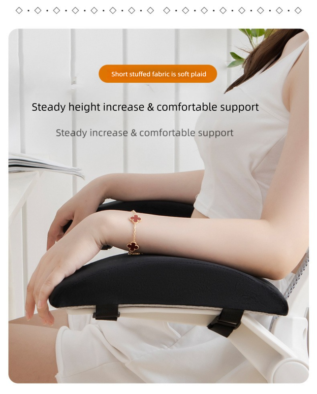 1 Pair of Memory Foam Chair Armrest Pads - Ergonomic Elbow Support Cushions - Soft Plush Cover with Anti-Slip Straps for Office & Gaming Chairs (Grey)