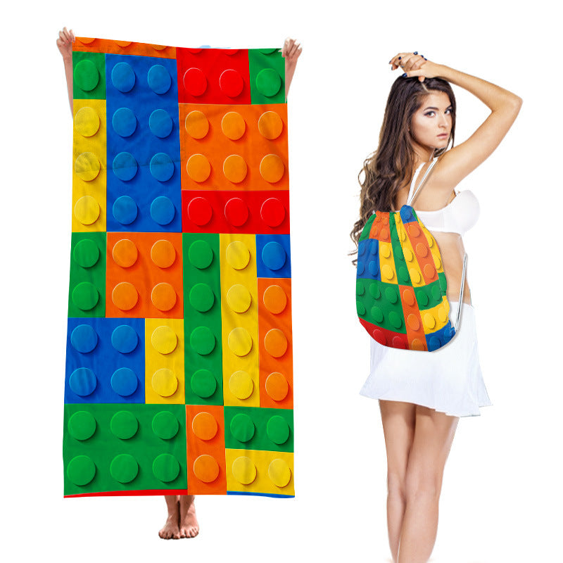 2-in-1 Integrated Quick-Dry Beach Towel Backpack(Style 2) - Foldable Microfiber Sand-Free Towel (Unfolded 75*150cm / Folded40*45cm)