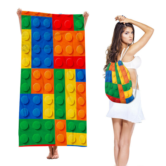 2-in-1 Integrated Quick-Dry Beach Towel Backpack(Style 2) - Foldable Microfiber Sand-Free Towel (Unfolded 75*150cm / Folded40*45cm)
