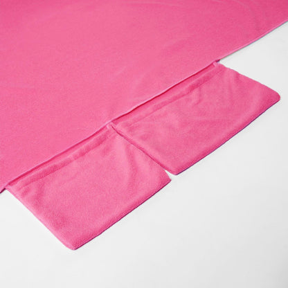 2-in-1 Pink Microfiber Sun Lounger Towel & Portable Tote Bag - Sand-Free & Quick Dry Beach Chair Cover with Side Pockets (75x211cm)
