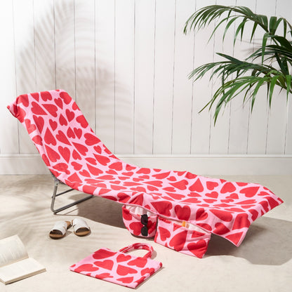 2-in-1 Microfiber Sun Lounger Towel & Portable Tote Bag - Sand-Free & Quick Dry Beach Chair Cover with Side Pockets (ST005 / 75x211cm)