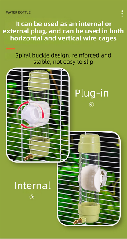 Green Automatic Bird Water Dispenser with Extended Brass Needle Valve and Graduated Marking - 200ML Transparent Threaded Cap Feeder