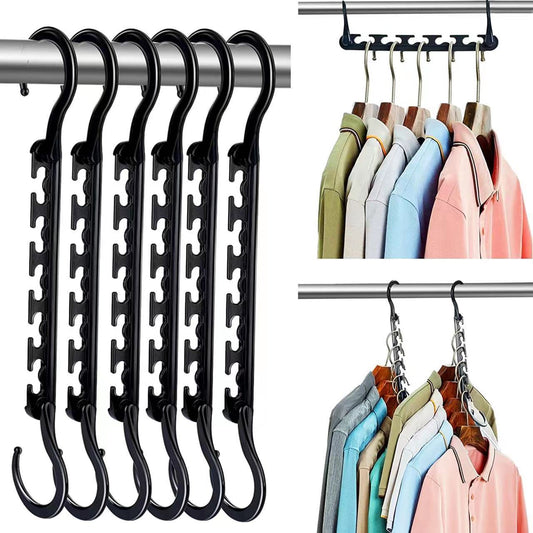 5-Tier Sliver Stainless Steel Pants Rack and 10-Pack Magic Cascading Hangers Set - Space-Saving Closet Organizer Kit