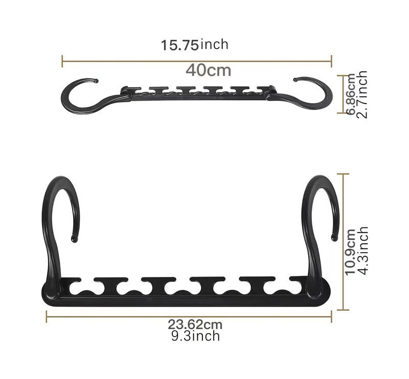 Ultimate Closet Space-Saver Set: 9-Tier Sliver Stainless Steel Retractable Pants Rack & 10-Pack Multi-Port Magic Hangers