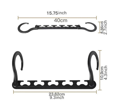 Ultimate Closet Space-Saver Set: 9-Tier Sliver Stainless Steel Retractable Pants Rack & 10-Pack Multi-Port Magic Hangers