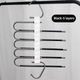 5-Layers Black Stainless Steel Pants Rack with Horizontal / Vertical Modes and Expandable Pull-Out Rods - High-Load Folding Magic Hanger