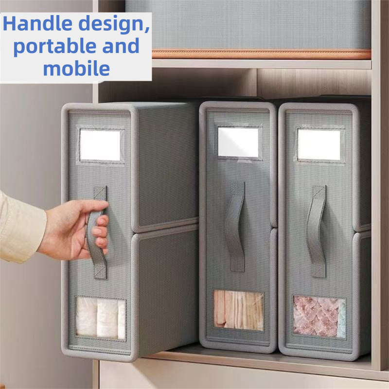 2-Pack Grey Foldable Bedding Storage Box with Zipper & Handle - Wardrobe Drawer Closet Organizer for Duvet Covers & Clothing (38x32x12CM)