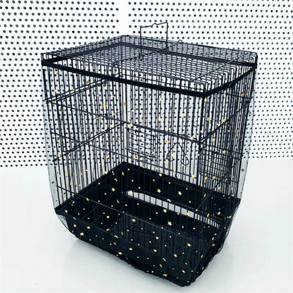 XXL Black Star【Height 40, Circumference 220】 Large Bird Cage Seed Catcher Net Cover - Adjustable Mesh Guard Splash-Proof Dust Cover for Indoor Outdoor Cages