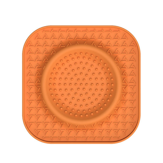 L Orange 2-Pack Premium Silicone Pet Lick Mat - Slow Feeder for Dogs and Cats with Powerful Suction Base - Anxiety Relief and Boredom Buster for Grooming and Bathing