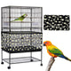 XL Black Flower【Height 37, Circumference 220】 Large Bird Cage Seed Catcher Net Cover - Adjustable Mesh Guard Splash-Proof Dust Cover for Indoor Outdoor Cages