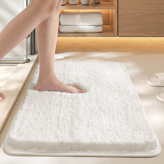 White 50*80cm Luxury 3.5cm Shag Bath Mat | Silver Ion Antibacterial Technology | Quick Dry Non-Slip TPR Bathroom Rug