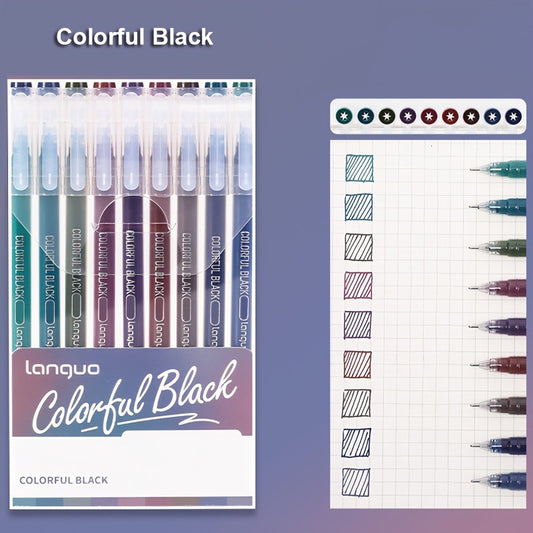 Colorful Black 9PCS/SetGel Pen Set - Vibrant Multi-Color Writing Instruments for Creativity