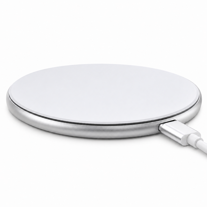 White 15W Qi Wireless Phone Charger - Compact Cable Free Charging for Qi Enabled Smartphones, Easy Everyday Use at Home, in the Office or While Travelling