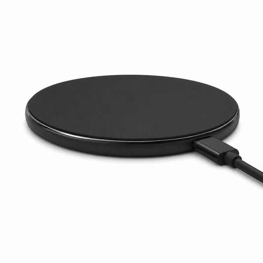 Black 15W Qi Wireless Phone Charger - Compact Cable Free Charging for Qi Enabled Smartphones, Easy Everyday Use at Home, in the Office or While Travelling