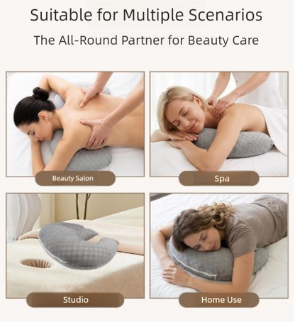 Gray Ergonomic M-Shaped Breast Support Pillow for Spa & Postpartum Care – Soft Plush Cover, Removable & Washable (320g)
