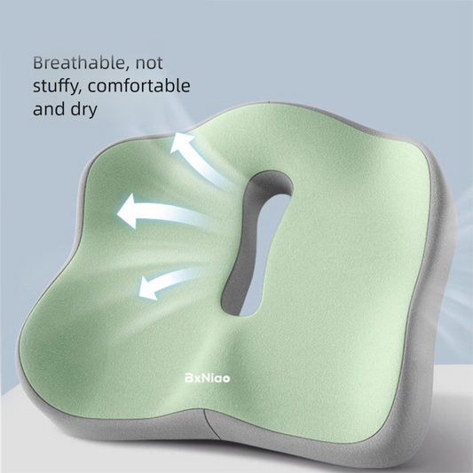 Two-tone grey Ergonomic Memory Foam Seat Cushion – Coccyx Relief for Office, Car and Long Sitting