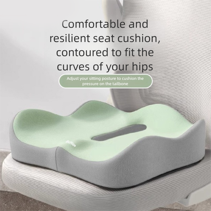 Two-tone grey Ergonomic Memory Foam Seat Cushion – Coccyx Relief for Office, Car and Long Sitting