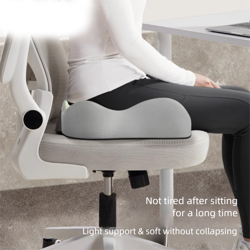 Beige and grey two-tone Ergonomic Memory Foam Seat Cushion – Coccyx Relief for Office, Car and Long Sitting