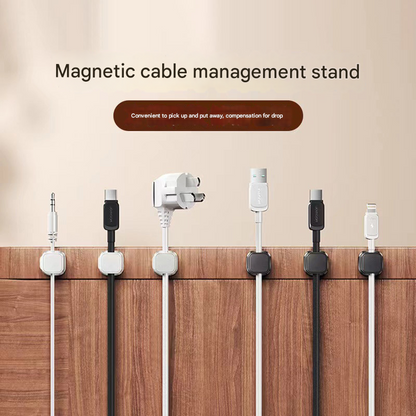24 White Pack Magnetic Cable Organizer Clips for Desk and Car, Reusable Adhesive Cord Management Holder for Charging Cables, USB Wires, Headphones, HDMI, and Power Cords