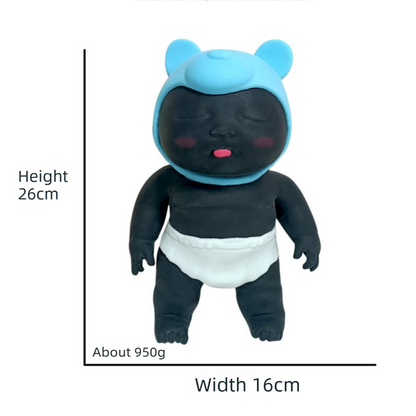 White 26CM Large Squeeze Ugly Doll Stress Relief Toy Slow Rebound TPR Sand-Filled Squishy Figure for Local Home Pretend Play and Anxiety Reduction(Blue cap and white trousers)