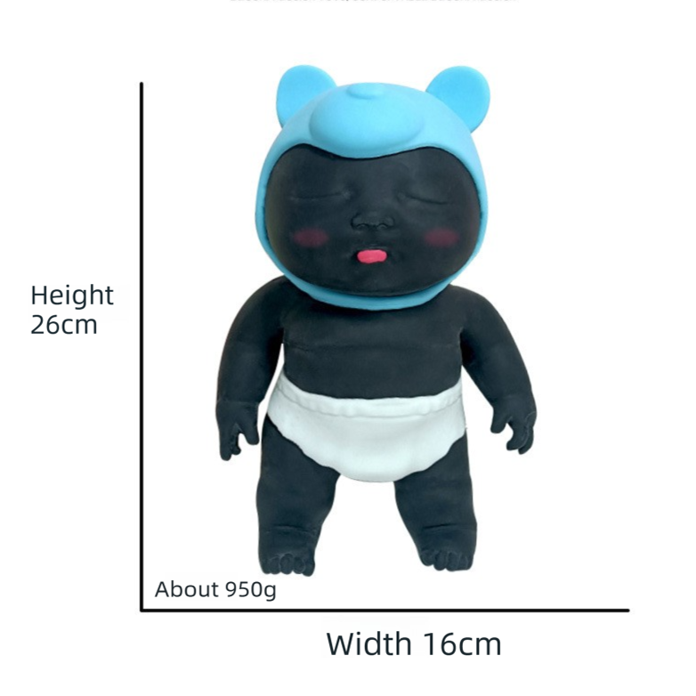 White 26CM Large Squeeze Ugly Doll Stress Relief Toy Slow Rebound TPR Sand-Filled Squishy Figure for Local Home Pretend Play and Anxiety Reduction(Yellow hat and red trousers)